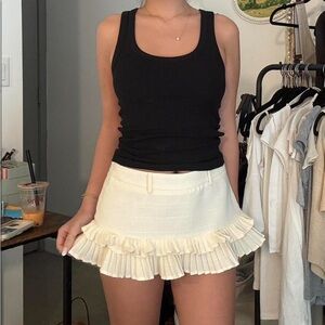 Stylish Cream Ruffle Mini Skirt
